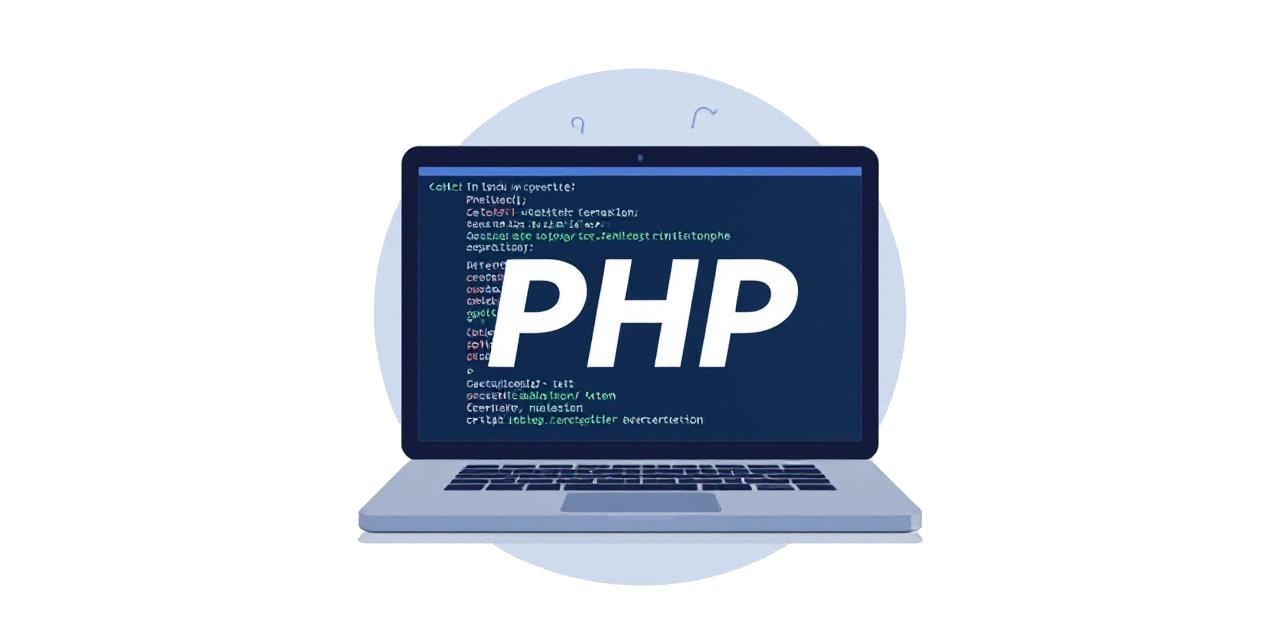 laptop with 'PHP' on screen