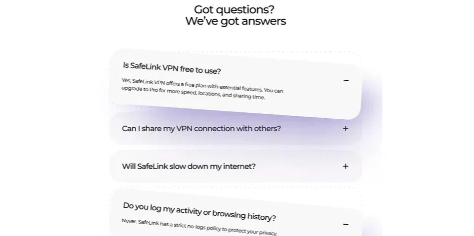FAQ page questions and answers