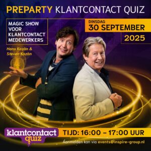 Klantcontact Quiz Preparty 2025 met Hans en Steven Kazàn op 30 september 2025