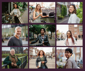 Negen foto's van Nederlanders in een kader