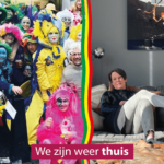 vrouw ligt uitgefeest op de bank thuis na 3 dagen carnavalvieren