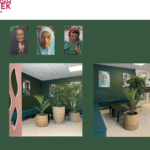 studiopauke optimalisatie wachtruimte met groene kleur, planten en vilten roomdivider