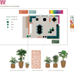 studiopauke optimalisatie plattegrond wachtruimte met kleur, planten en vilten roomdivider