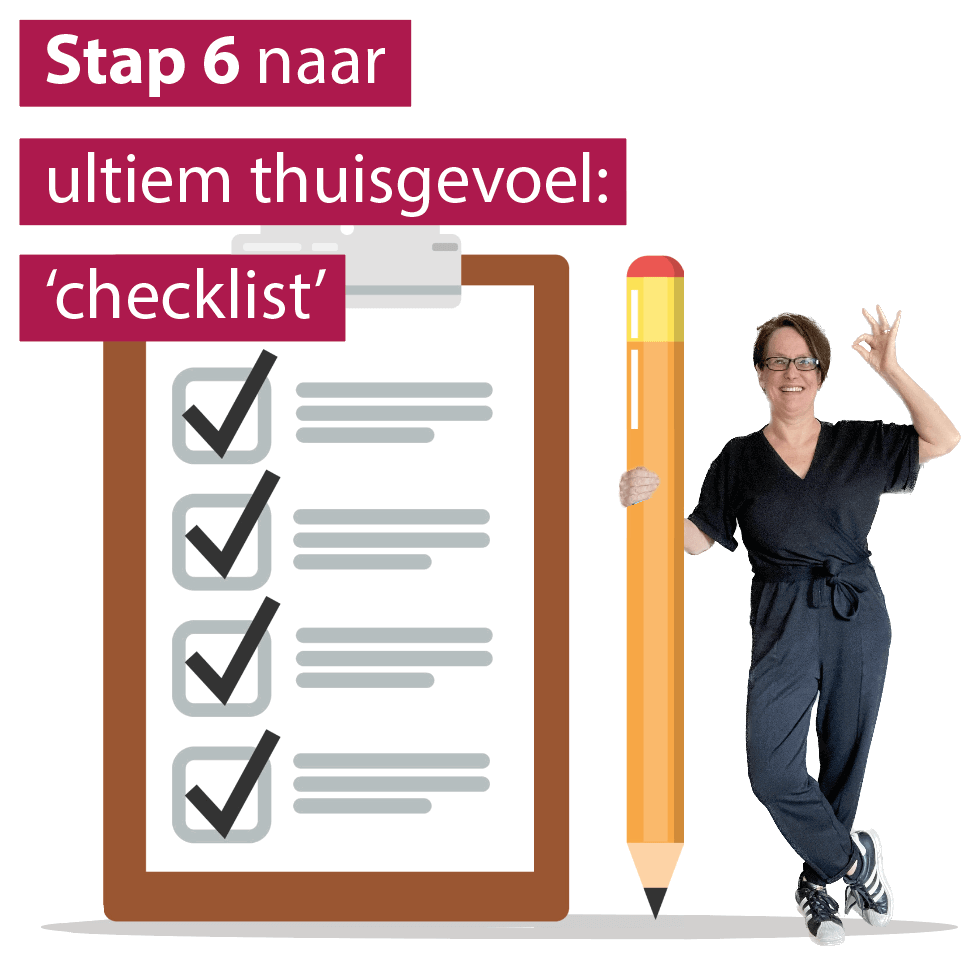 blije vrouw met checklist