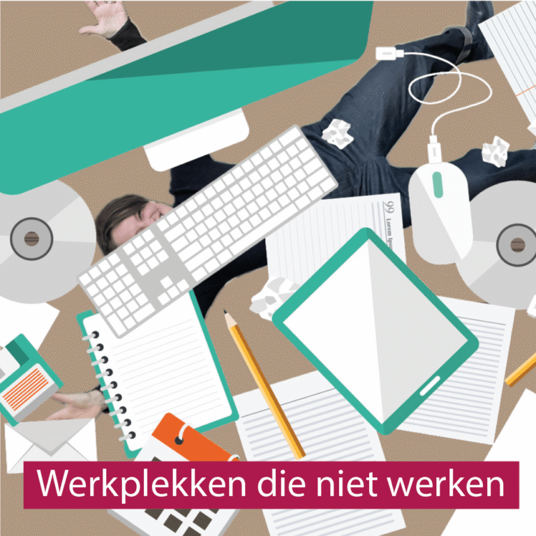 vrouw bedolven onder kantoorartikelen, een werkplek die niet werkt