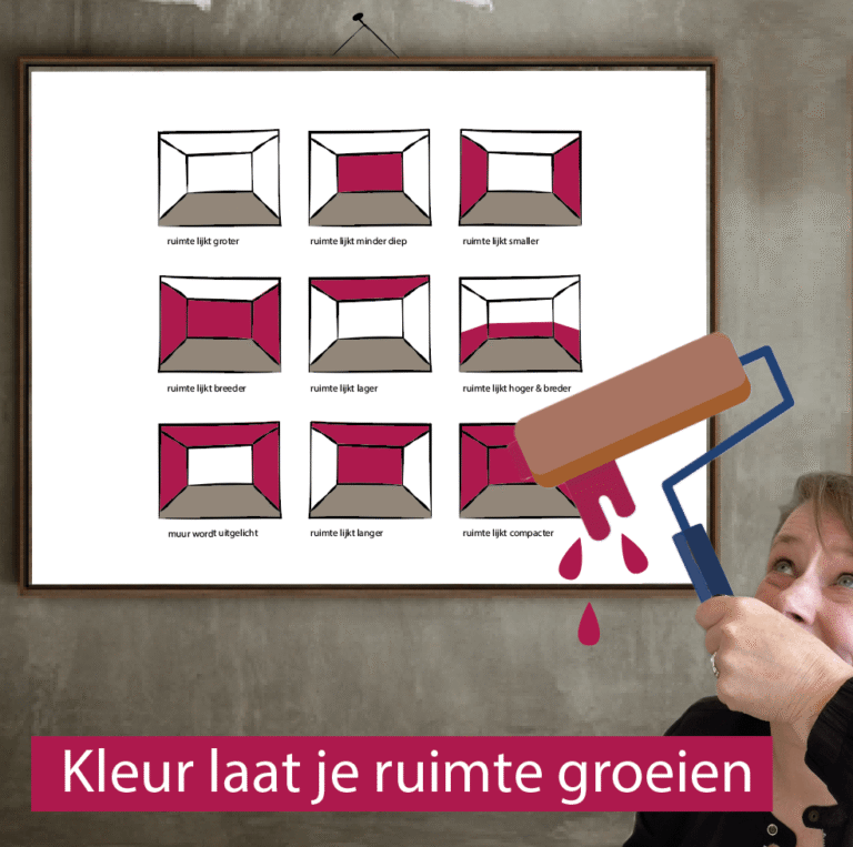interieurontwerper laat ruimtelijk effect van kleur zien