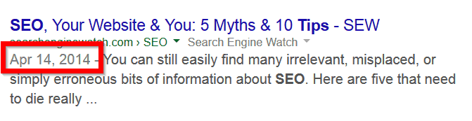 Datum in Google-resultaten