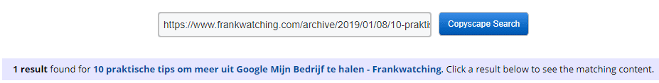 Checken in Copyscape