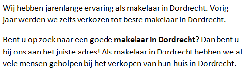 Voorbeeld van keyword stuffing.