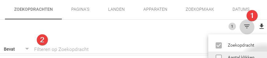Zoeken naar featured snippets in Google Search Console.