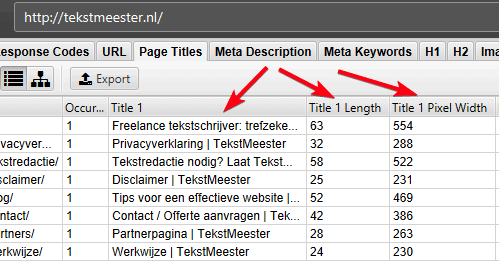 Checken op ontbrekende of te lange SEO-titels en meta descriptions met Screaming Frog.