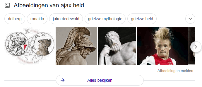 Zoekresultaten Ajax.