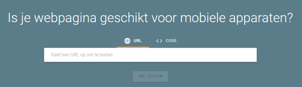 Screenshot van de tool Google Mobile Friendly test.