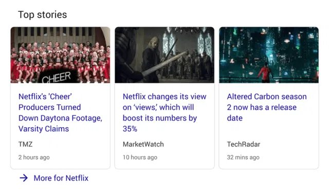Top Stories box in de Google-zoekresultaten.