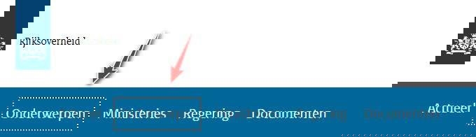 Op de website van de Rijksoverheid is de keyboard focus duidelijk. Met een kadertje wordt aangegeven waar je precies zit in het menu.