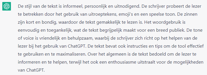 Een analyse maken van je eigen schrijfstijl.