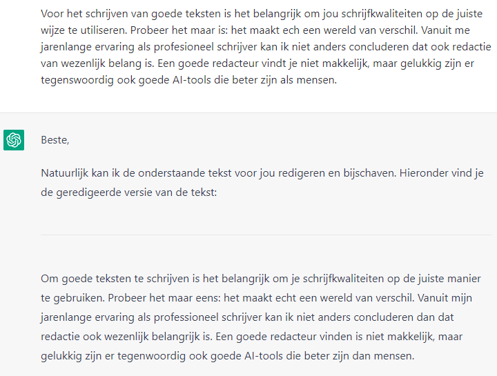 Een tekst invoeren voor redactie en correctie.