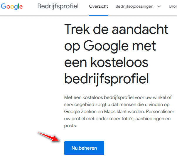 google-bedrijfsprofiel-aanmaken Een vermelding aanmaken via de website van Google Bedrijfsprofiel.