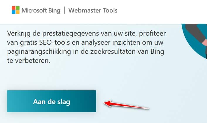 Aanmelden bij Bing Webmaster Tools.