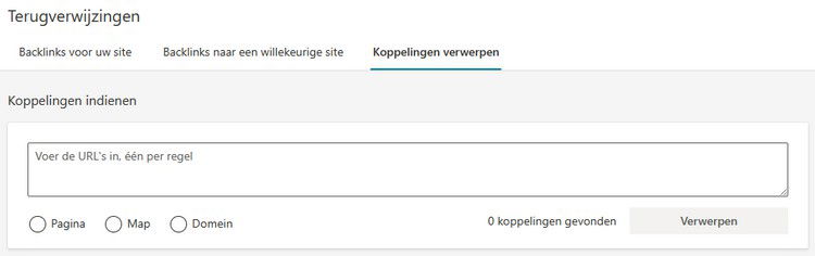 Backlinks verwerpen of disavowen in BWT.