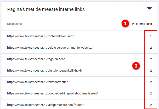 Orphan pages checken in Google Search Console.
