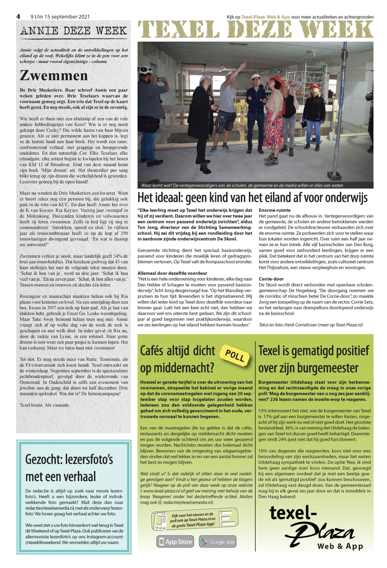 “Ideaal: geen kind het eiland af”, kopt Texel dit Weekend